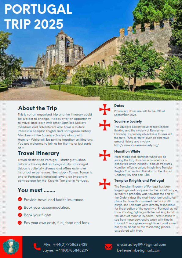 Details of the 2025 Portugal Trip. Please contact for more information